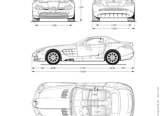 Mercedes-Benz McLaren SLR Roadster (2008) (Мерcедес-Бенз МакЛарен СЛР Родстер (2008)) - чертежи (рисунки) автомобиля